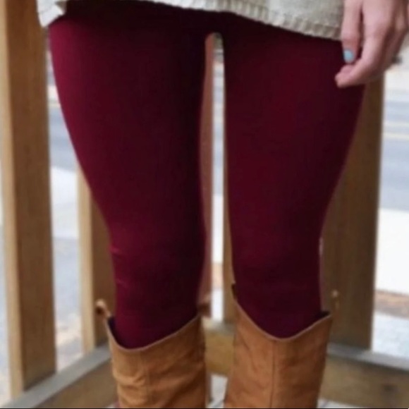 Burgundy Fleece Leggings L/XL NWT - Picture 2 of 7